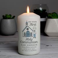 Personalised Boys First Holy Communion Pillar Candle Extra Image 3 Preview
